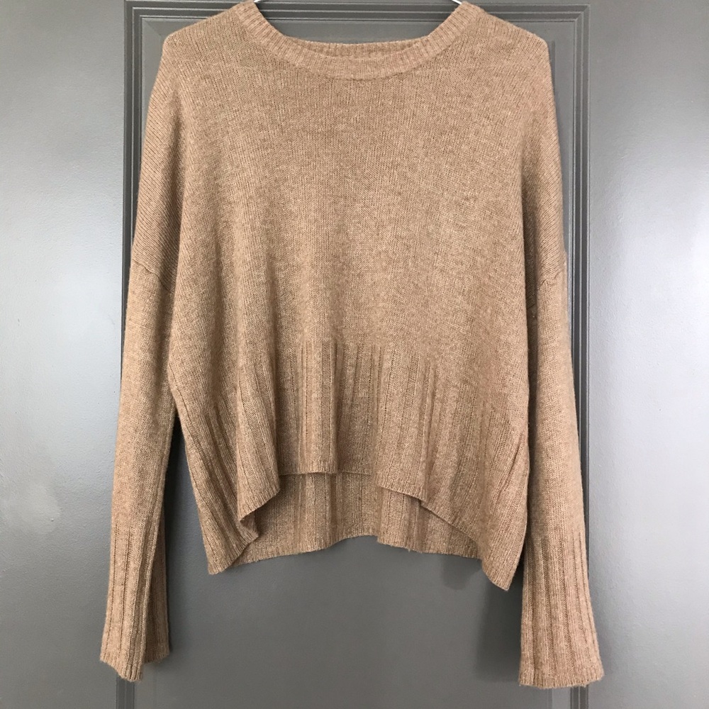 Madewell Aryes Wide Sleeve Pullover Sweater in Tan